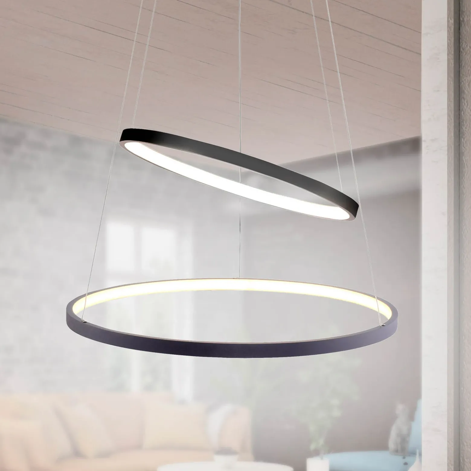 Lámpara colgante LED Circle, antracita, versión de 2 luces