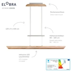 Lámpara colgante LED Colombia S, roble natural