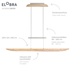 Lámpara colgante LED Colombia XL, roble nudoso