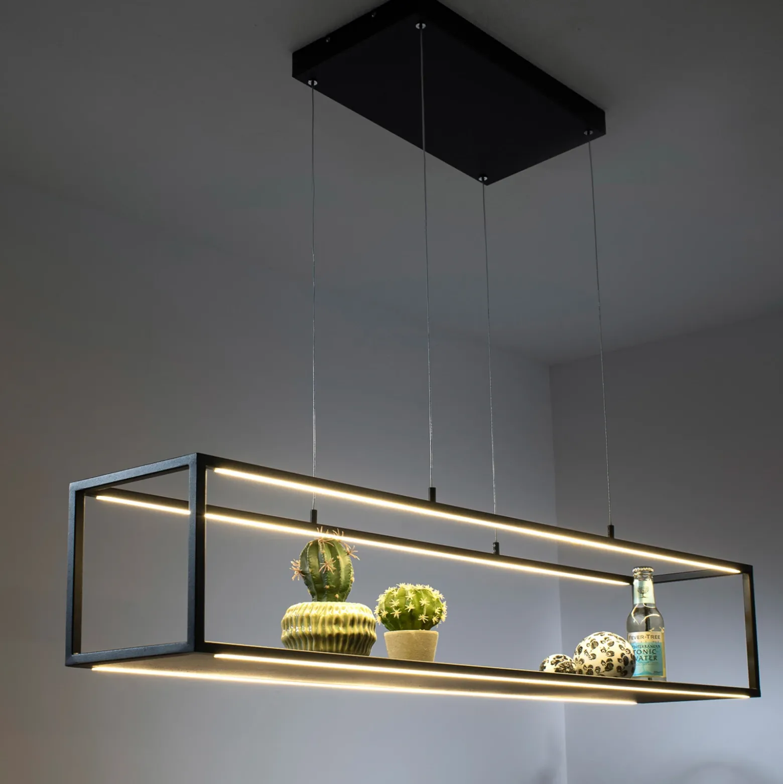 Lámpara colgante LED Conni de Paul Neuhaus, negra, 105 cm