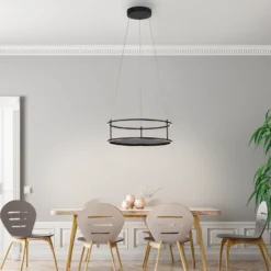 Lámpara colgante LED Conni de Paul Neuhaus, negra, Ø 50 cm