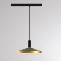 Lámpara colgante LED con riel LORA III, latón, Ø 36 cm, 40°, CCT, trifásica