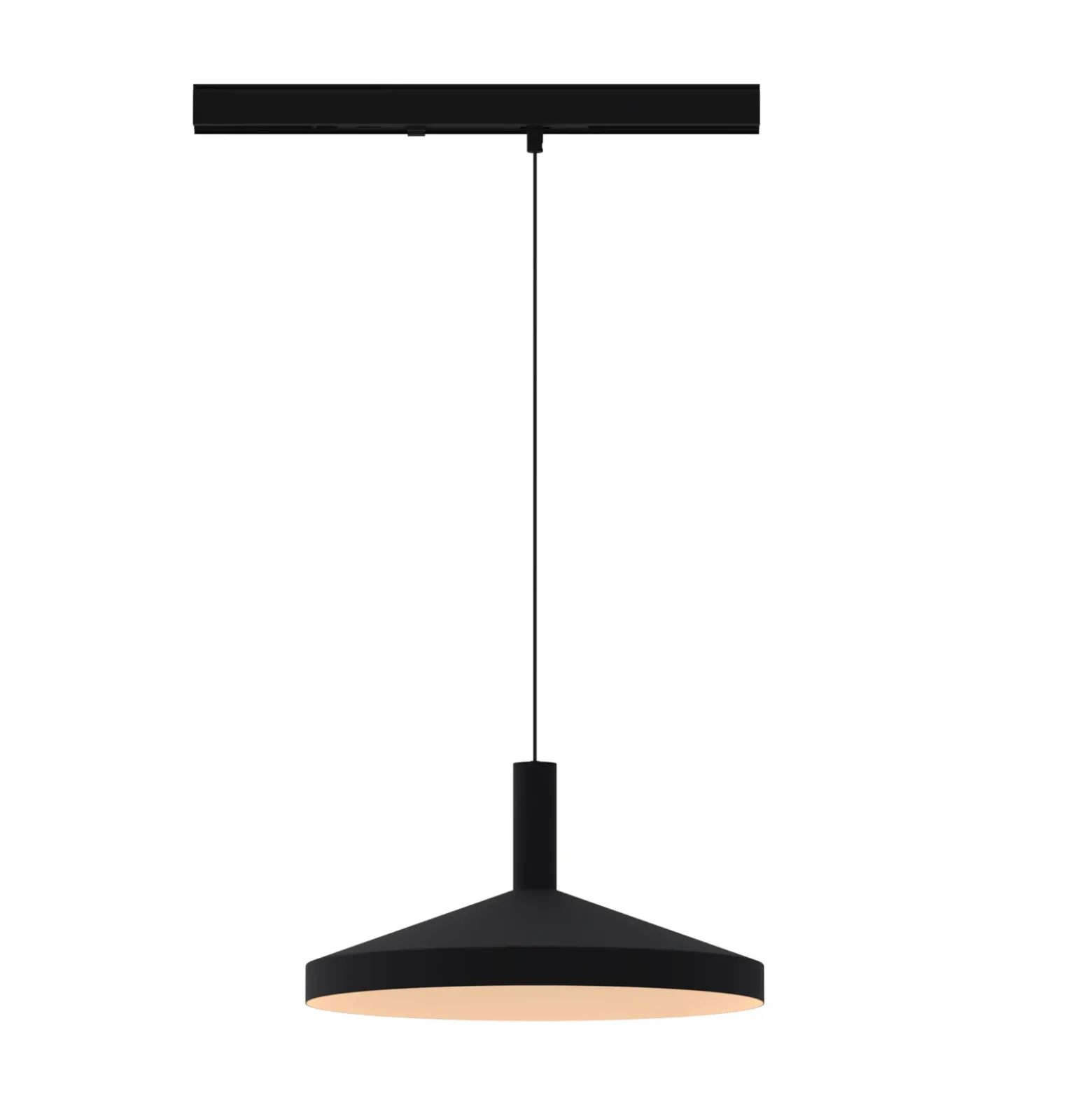 Lámpara colgante LED con riel LORA III, negra, Ø 36 cm, 40°, CCT, trifásica