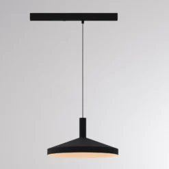 Lámpara colgante LED con riel LORA III, negra, Ø 36 cm, 40°, CCT, trifásica
