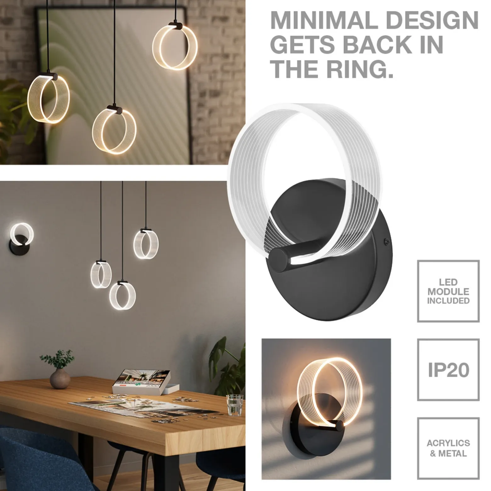 Lámpara colgante LED Decor Circle de OSRAM, 2 luces, CCT, negro