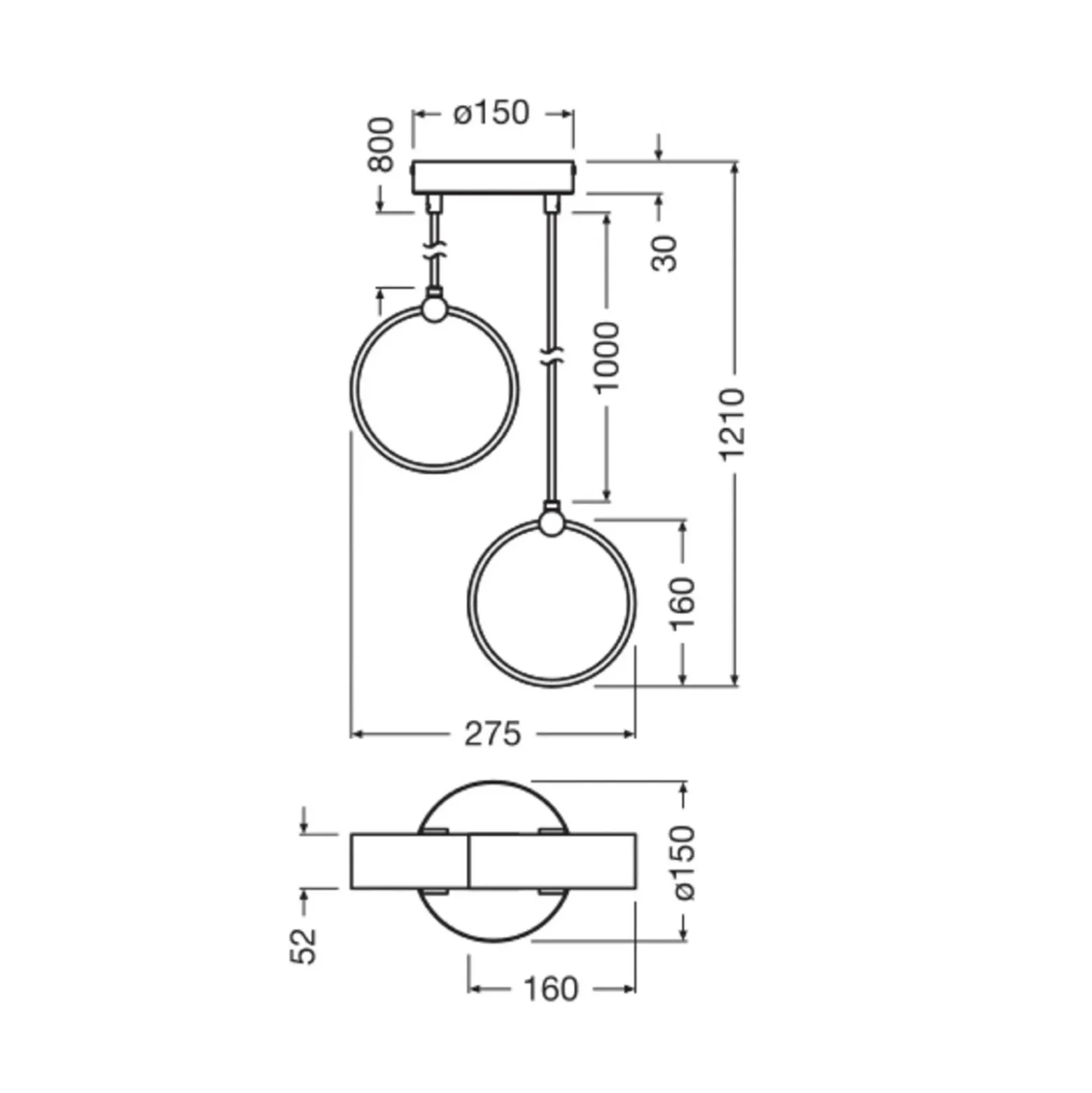 Lámpara colgante LED Decor Circle de OSRAM, 2 luces, CCT, negro