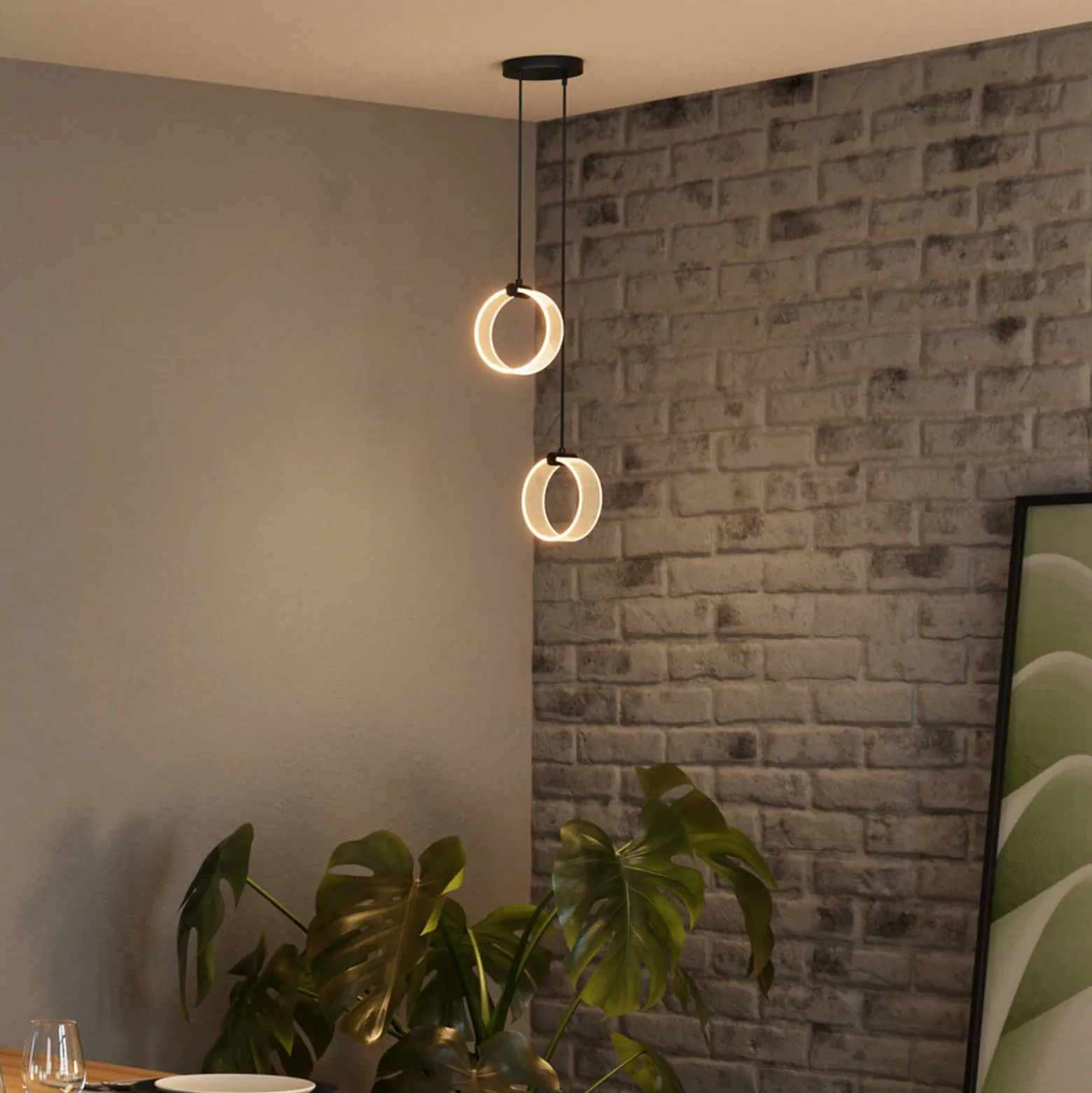 Lámpara colgante LED Decor Circle de OSRAM, 2 luces, CCT, negro