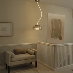 Lámpara colgante LED DECOR GLOW de OSRAM, ámbar/dorado, Ø 38 cm, luz hacia