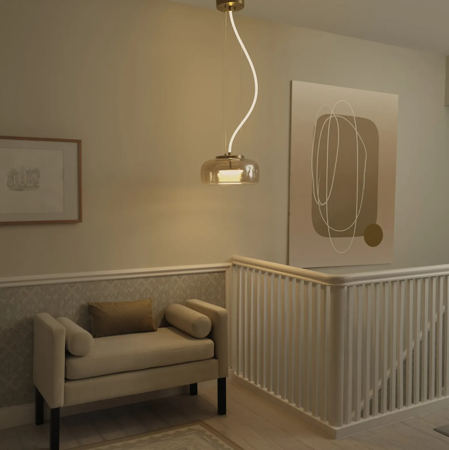 Lámpara colgante LED DECOR GLOW de OSRAM, ámbar/dorado, Ø 38 cm, luz hacia