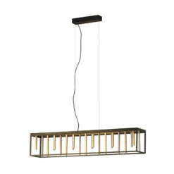 Lámpara colgante LED de rejilla, metal, control remoto, CCT, atenuable