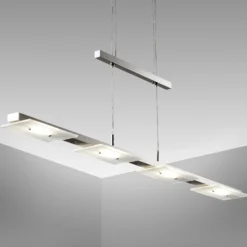 Lámpara colgante LED Dina, 4 luces, níquel, regulable en altura, 3000 K