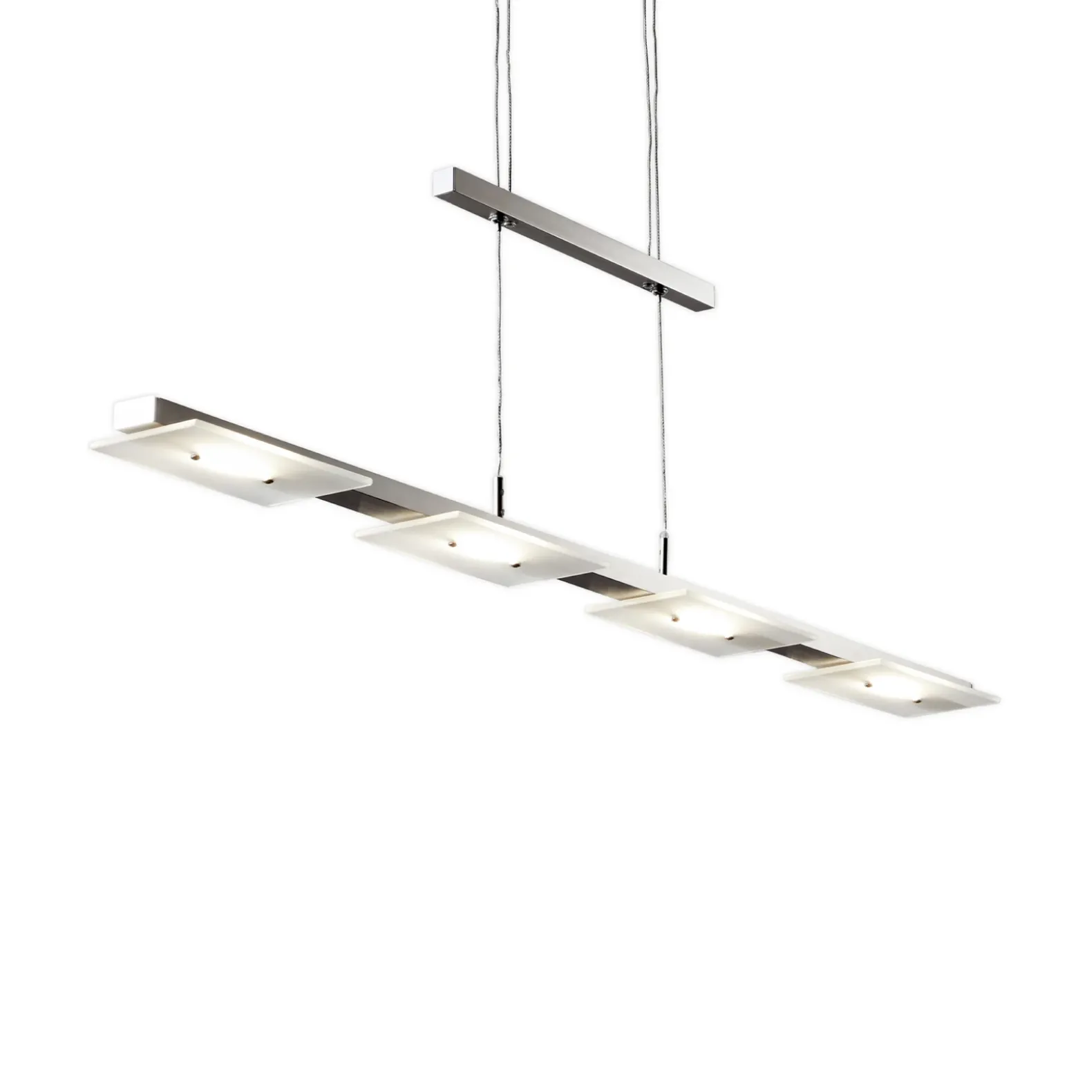 Lámpara colgante LED Dina, 4 luces, níquel, regulable en altura, 3000 K