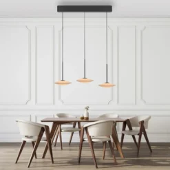 Lámpara colgante LED Elipsa de Paul Neuhaus, 3 luces, blanco/negro