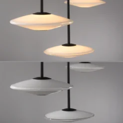 Lámpara colgante LED Elipsa de Paul Neuhaus, 3 luces, blanco/negro