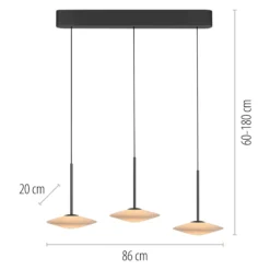 Lámpara colgante LED Elipsa de Paul Neuhaus, 3 luces, blanco/negro