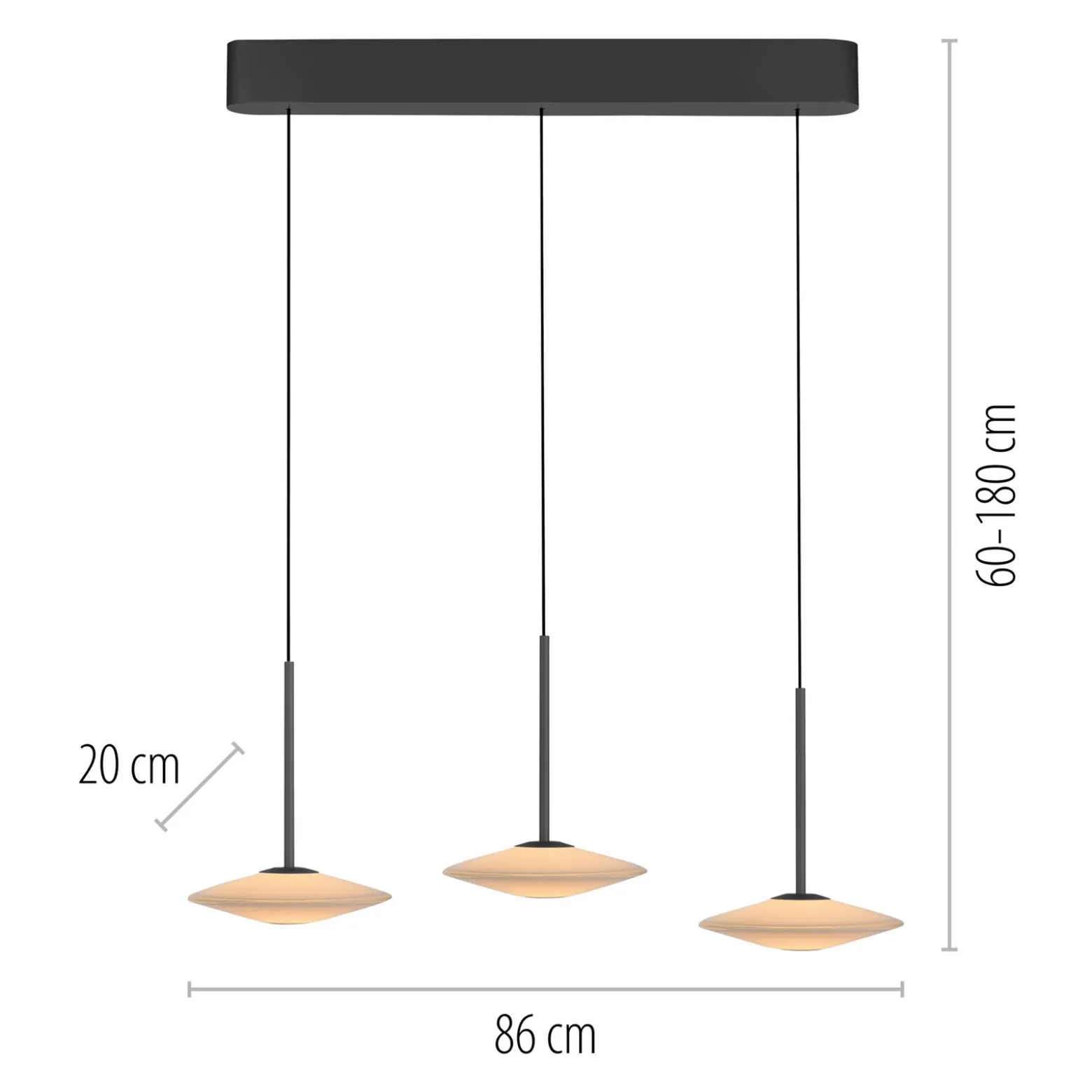 Lámpara colgante LED Elipsa de Paul Neuhaus, 3 luces, blanco/negro