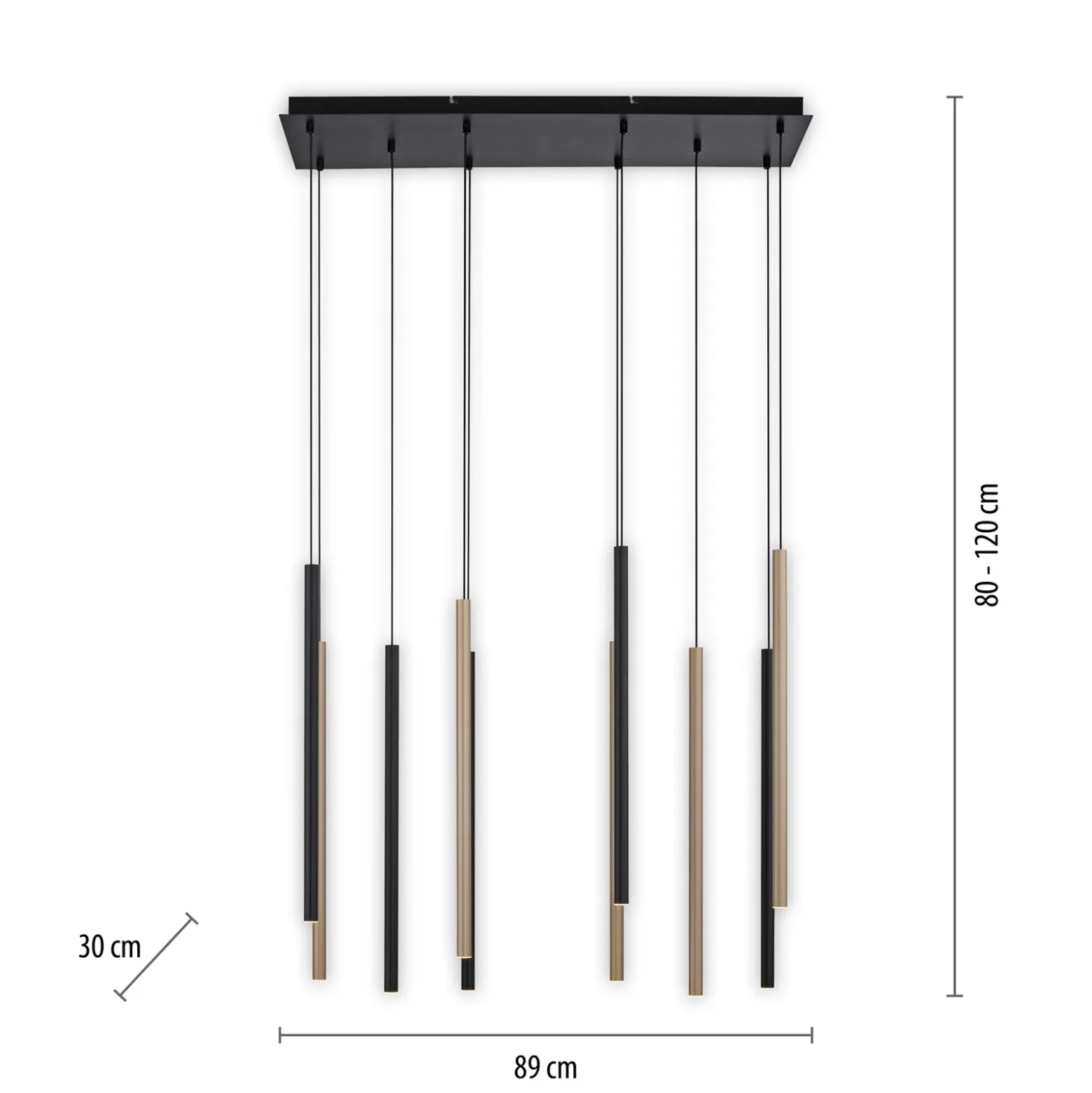 Lámpara colgante LED Flute, atenuable, 10 luces