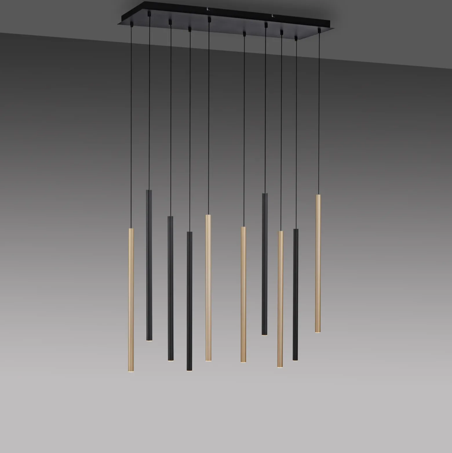 Lámpara colgante LED Flute, atenuable, 10 luces