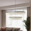 Lámpara colgante LED Gala, plateada, metal, Ø 60 cm, 4000 K