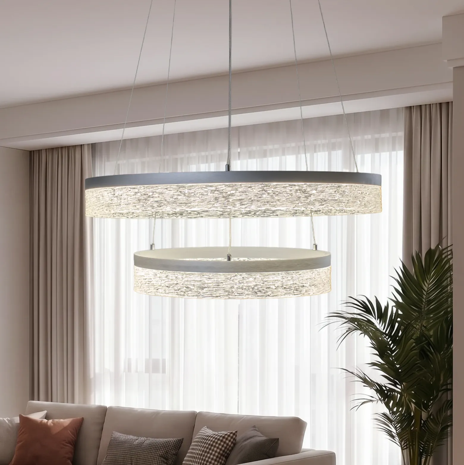 Lámpara colgante LED Gala, plateada, metal, Ø 60 cm, 4000 K