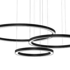 Lámpara colgante LED Galaxia, plástico, negro, 3 luces, 85 W