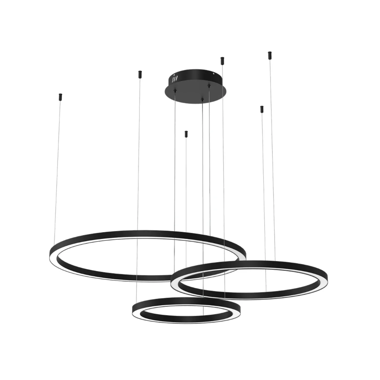 Lámpara colgante LED Galaxia, plástico, negro, 3 luces, 85 W
