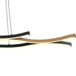 Lámpara colgante LED Geronimo, longitud 108 cm, negro/aspecto madera