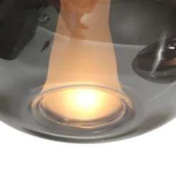 Lámpara colgante LED Glimsy, 115 cm, cristal negro/gris humo, 5 luces.