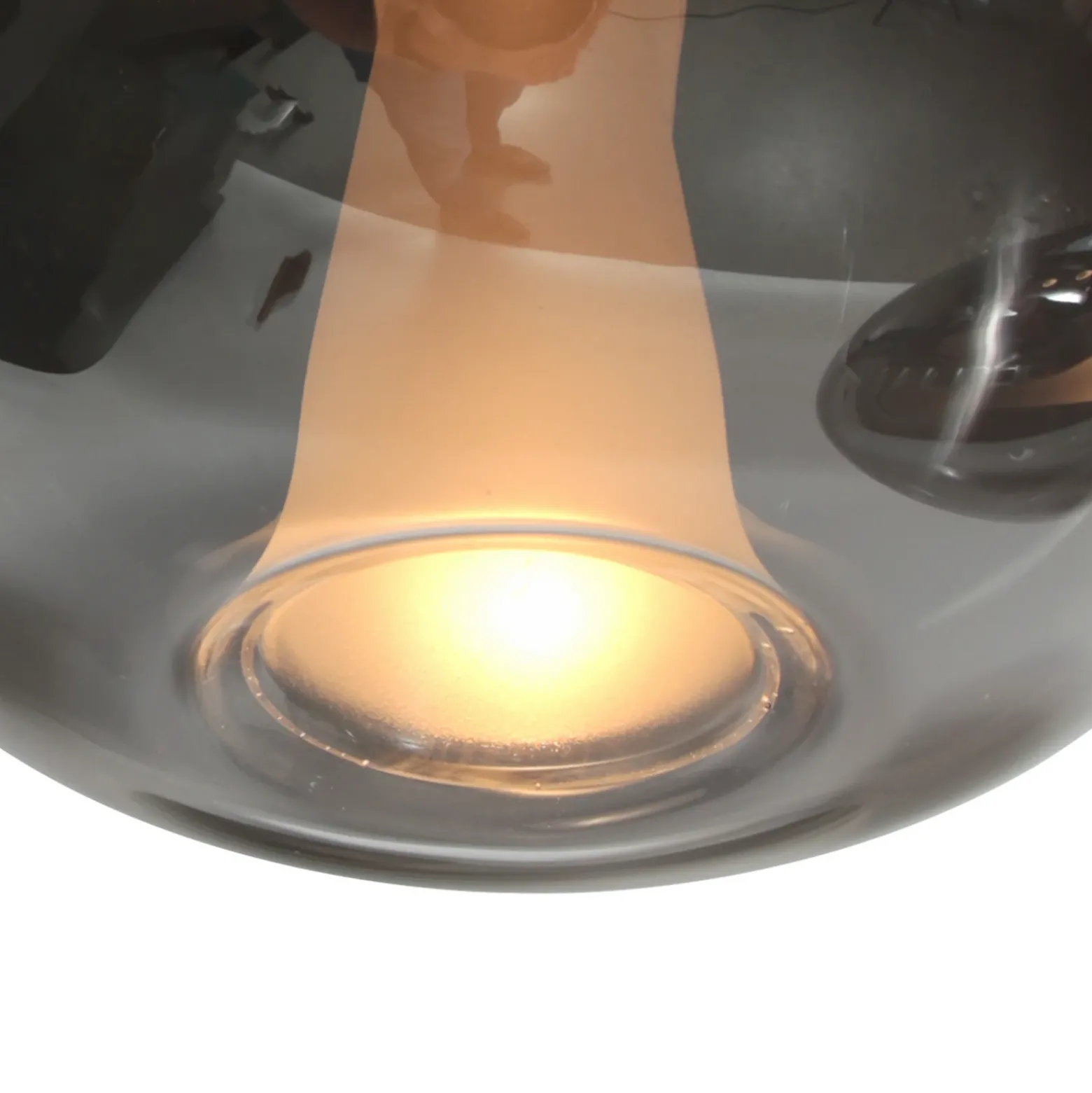Lámpara colgante LED Glimsy, 115 cm, cristal negro/gris humo, 5 luces.