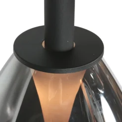 Lámpara colgante LED Glimsy, Ø 22 cm, cristal negro/gris humo