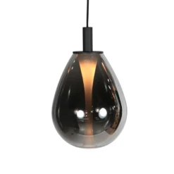 Lámpara colgante LED Glimsy, Ø 22 cm, cristal negro/gris humo