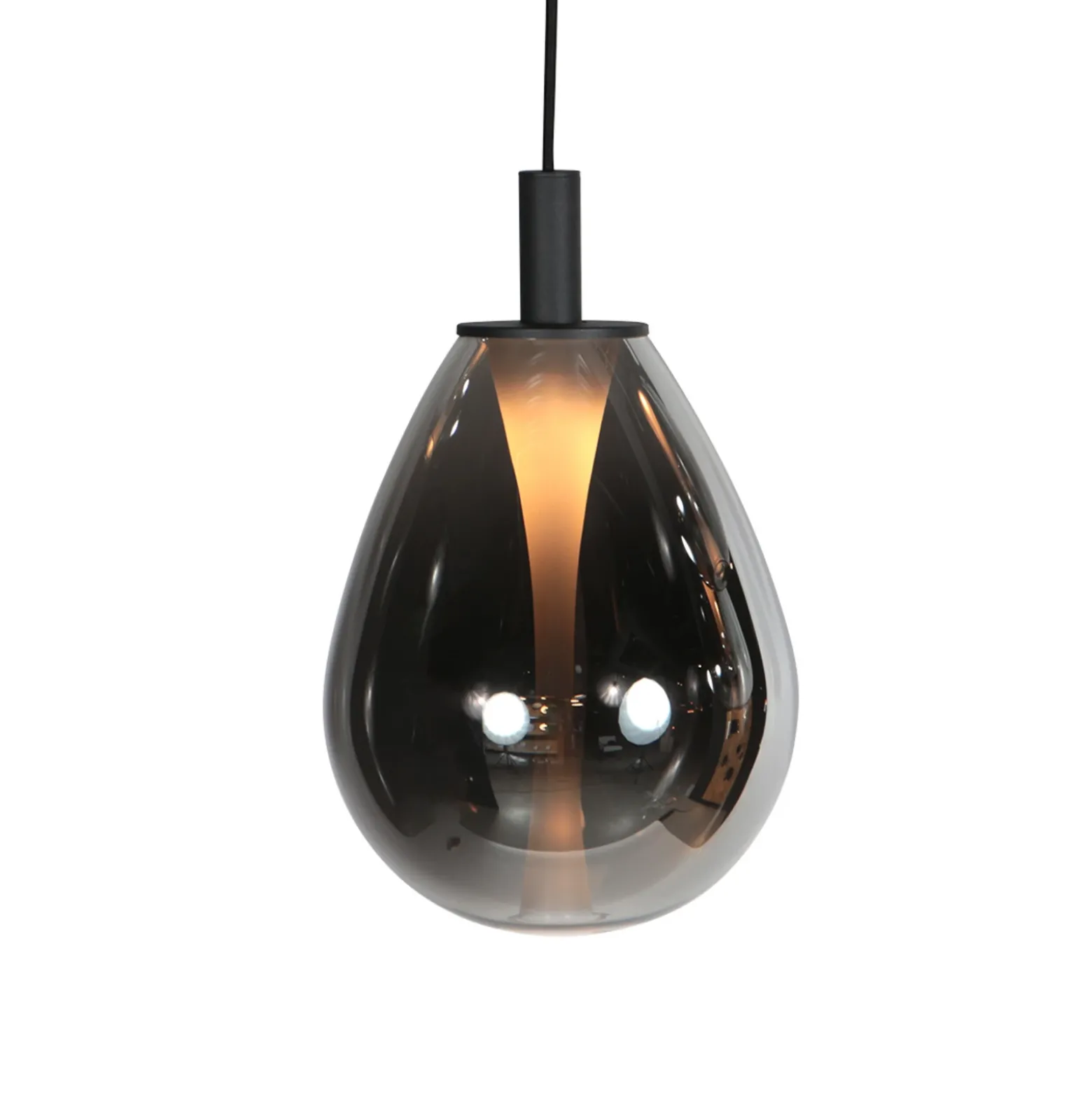 Lámpara colgante LED Glimsy, Ø 22 cm, cristal negro/gris humo