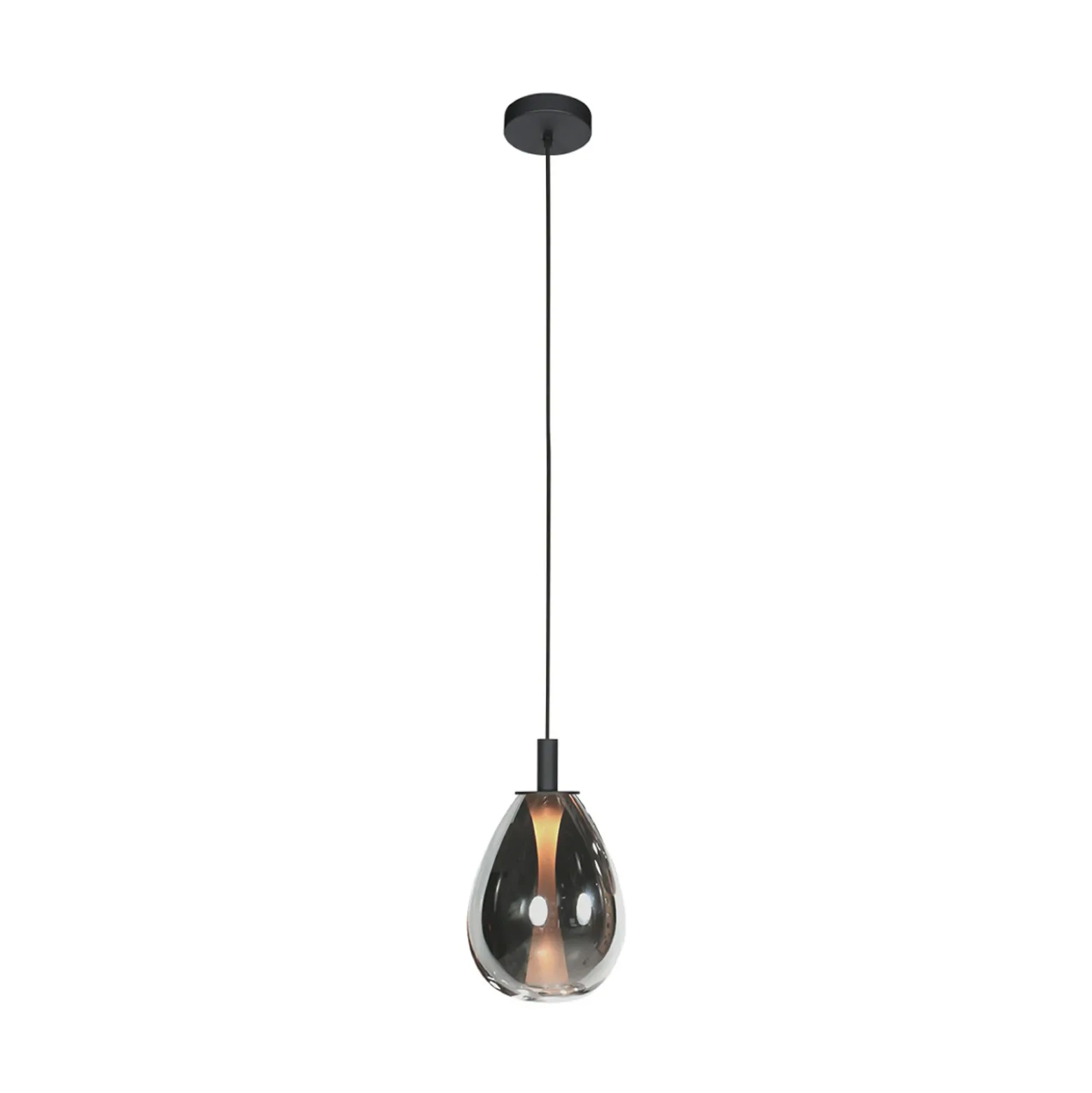 Lámpara colgante LED Glimsy, Ø 22 cm, cristal negro/gris humo