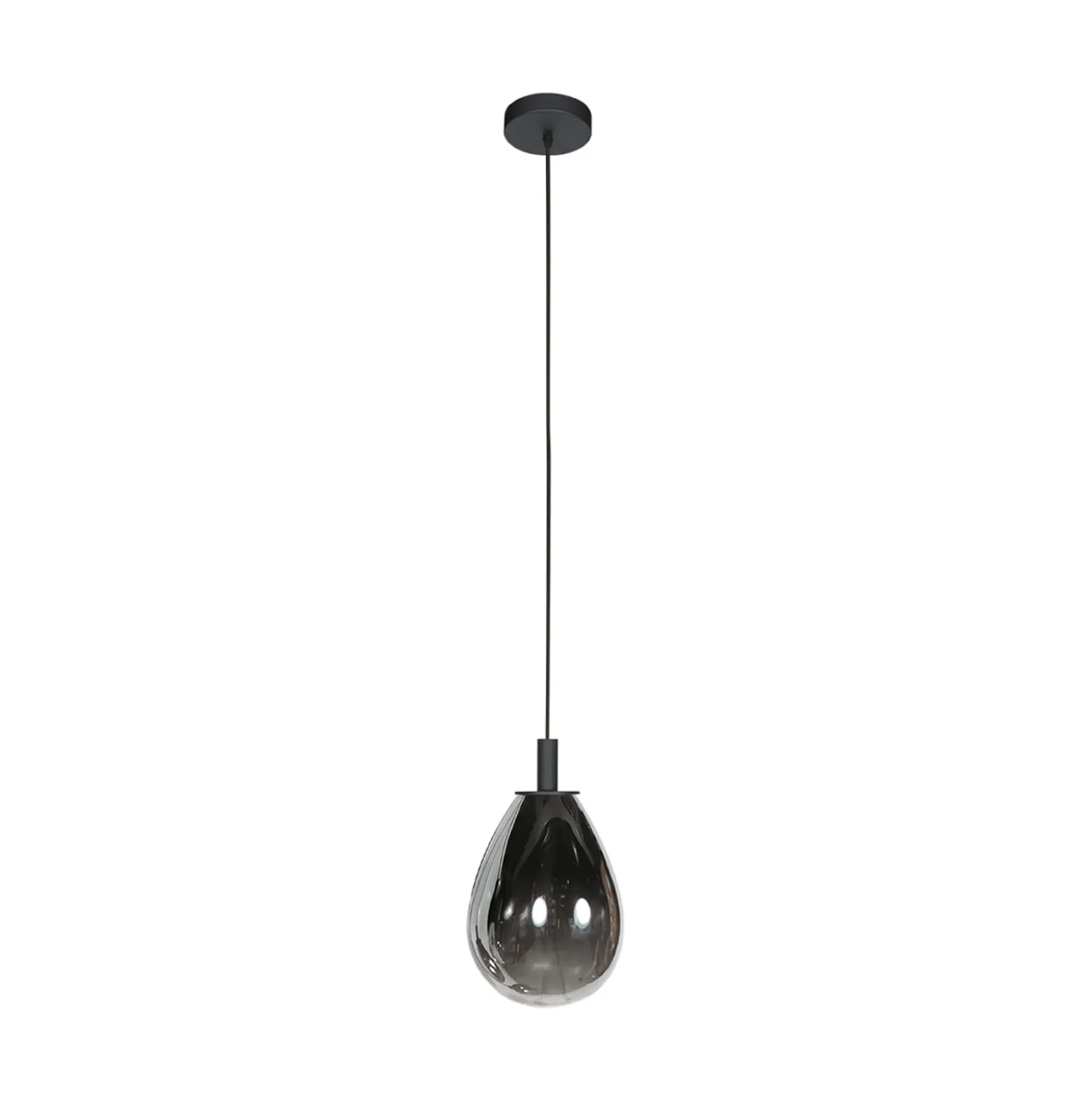 Lámpara colgante LED Glimsy, Ø 22 cm, cristal negro/gris humo