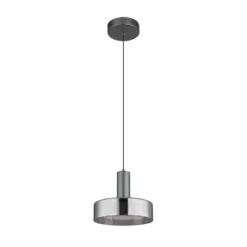 Lámpara colgante LED Grant, Ø 22 cm, gris humo, cristal