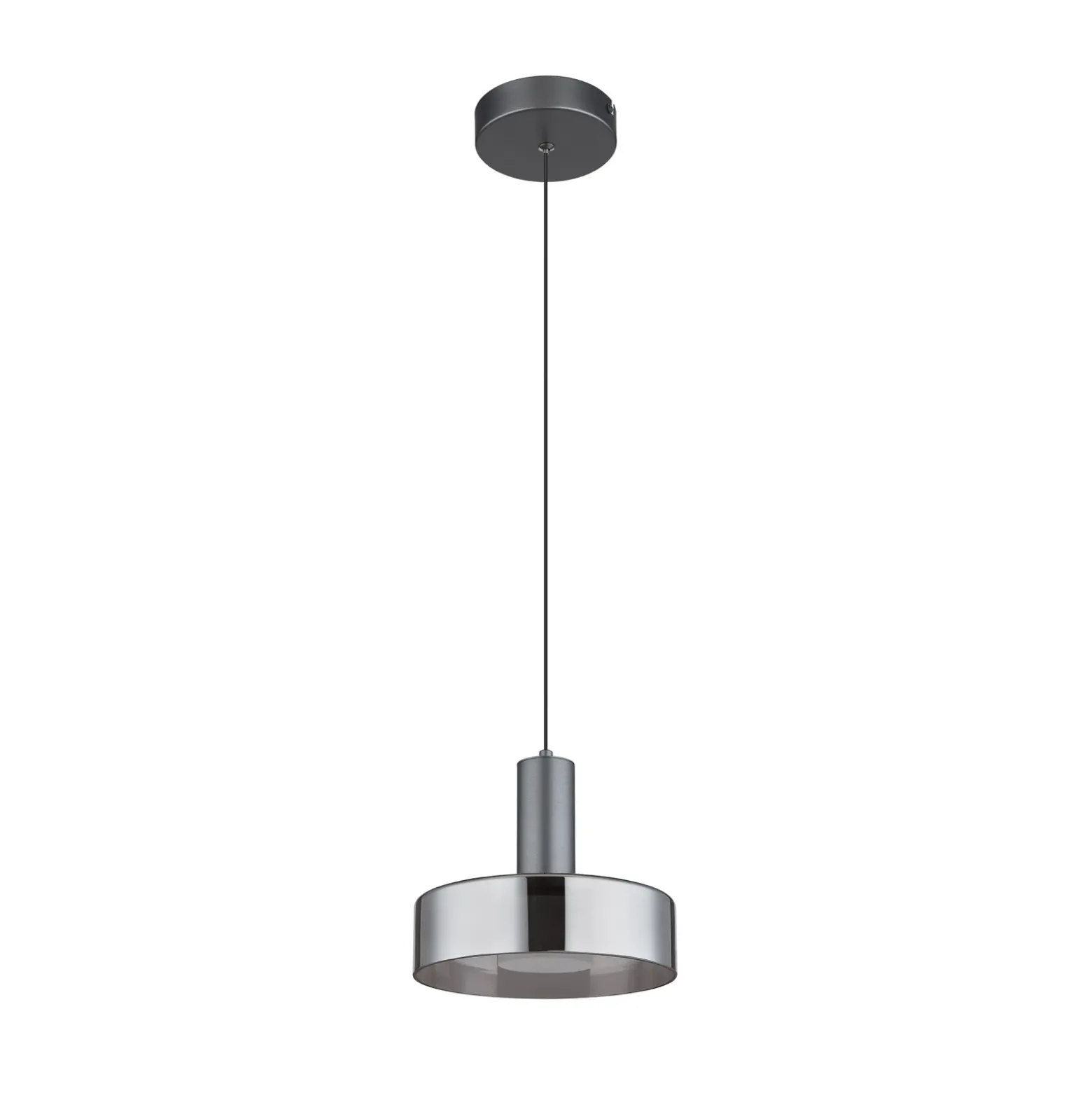 Lámpara colgante LED Grant, Ø 22 cm, gris humo, cristal