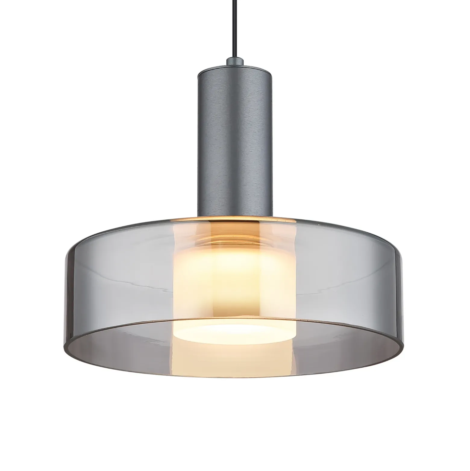 Lámpara colgante LED Grant, Ø 22 cm, gris humo, cristal