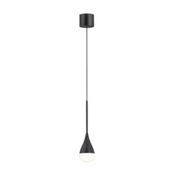 Lámpara colgante LED Helestra DUC, negra, IP44, Ø 7 cm