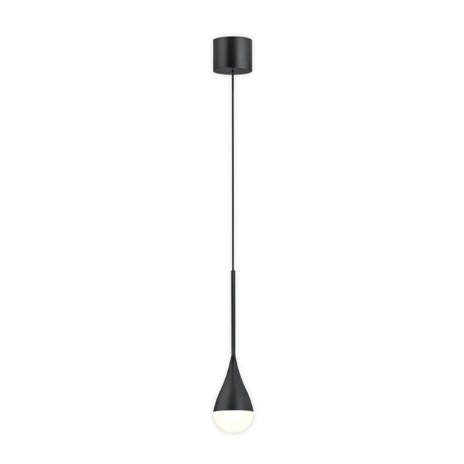 Lámpara colgante LED Helestra DUC, negra, IP44, Ø 7 cm