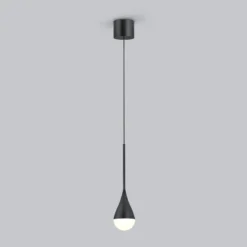 Lámpara colgante LED Helestra DUC, negra, IP44, Ø 7 cm