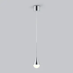 Lámpara colgante LED Helestra DUC, cromada, IP44, Ø 7 cm