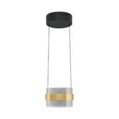 Lámpara colgante LED Inside, color latón/gris humo, Ø 22 cm