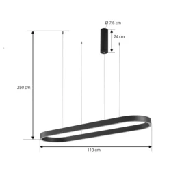 Lámpara colgante LED inteligente Lucande Melinay, negro, CCT, Tuya