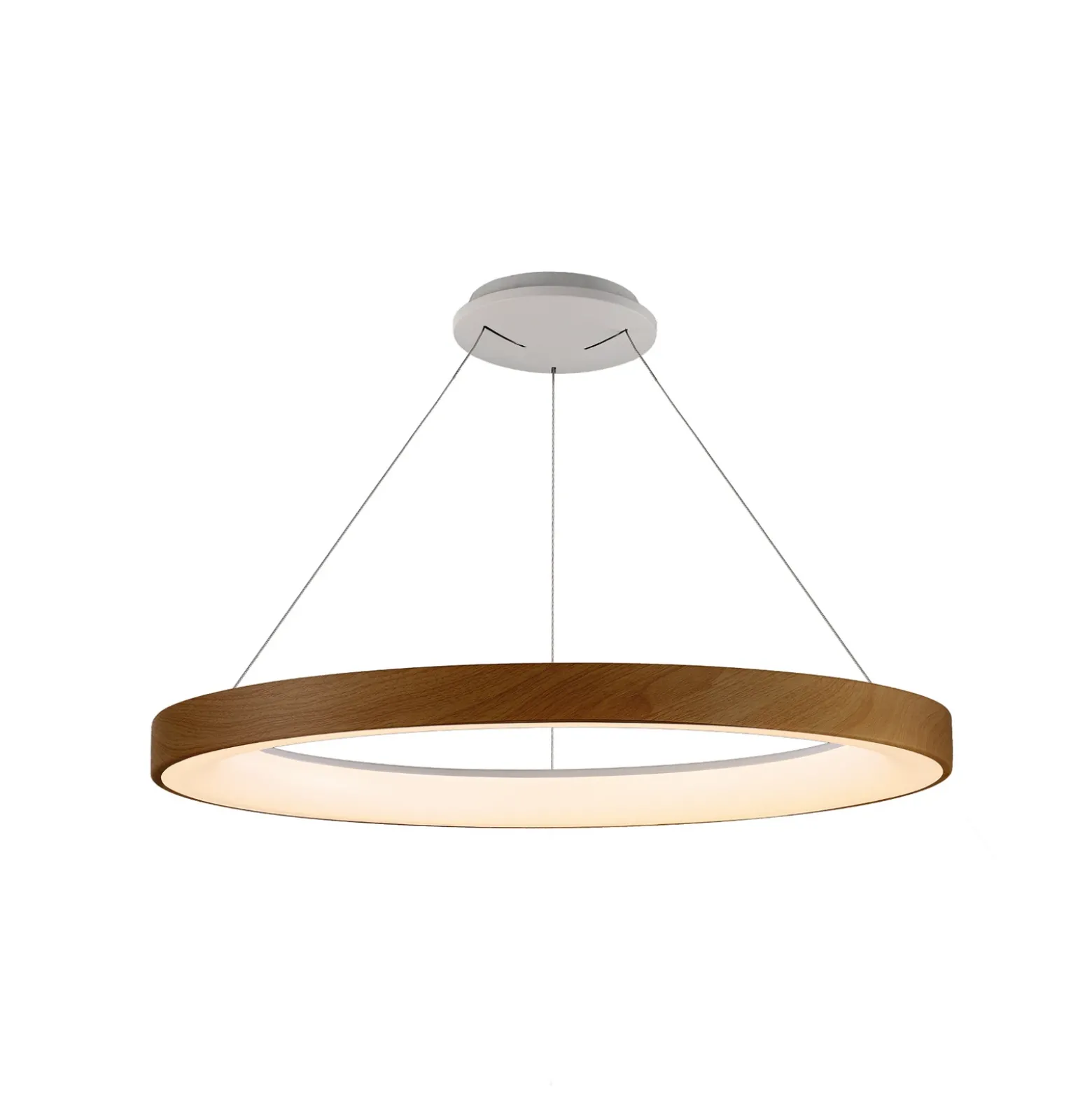 Lámpara colgante LED inteligente Niseko II, Ø 65 cm, color madera, CCT