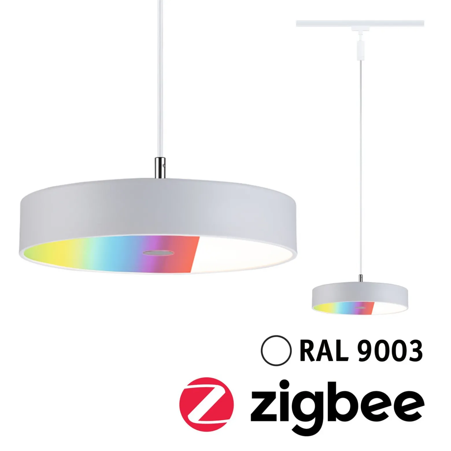 Lámpara colgante LED inteligente Paulmann URail Hildor, blanco señal, ZigBee