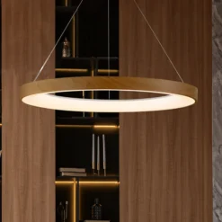 Lámpara colgante LED inteligente Niseko II, Ø 65 cm, color madera, CCT