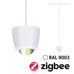 Lámpara colgante LED inteligente Paulmann URail Tyros, blanco señal, ZigBee