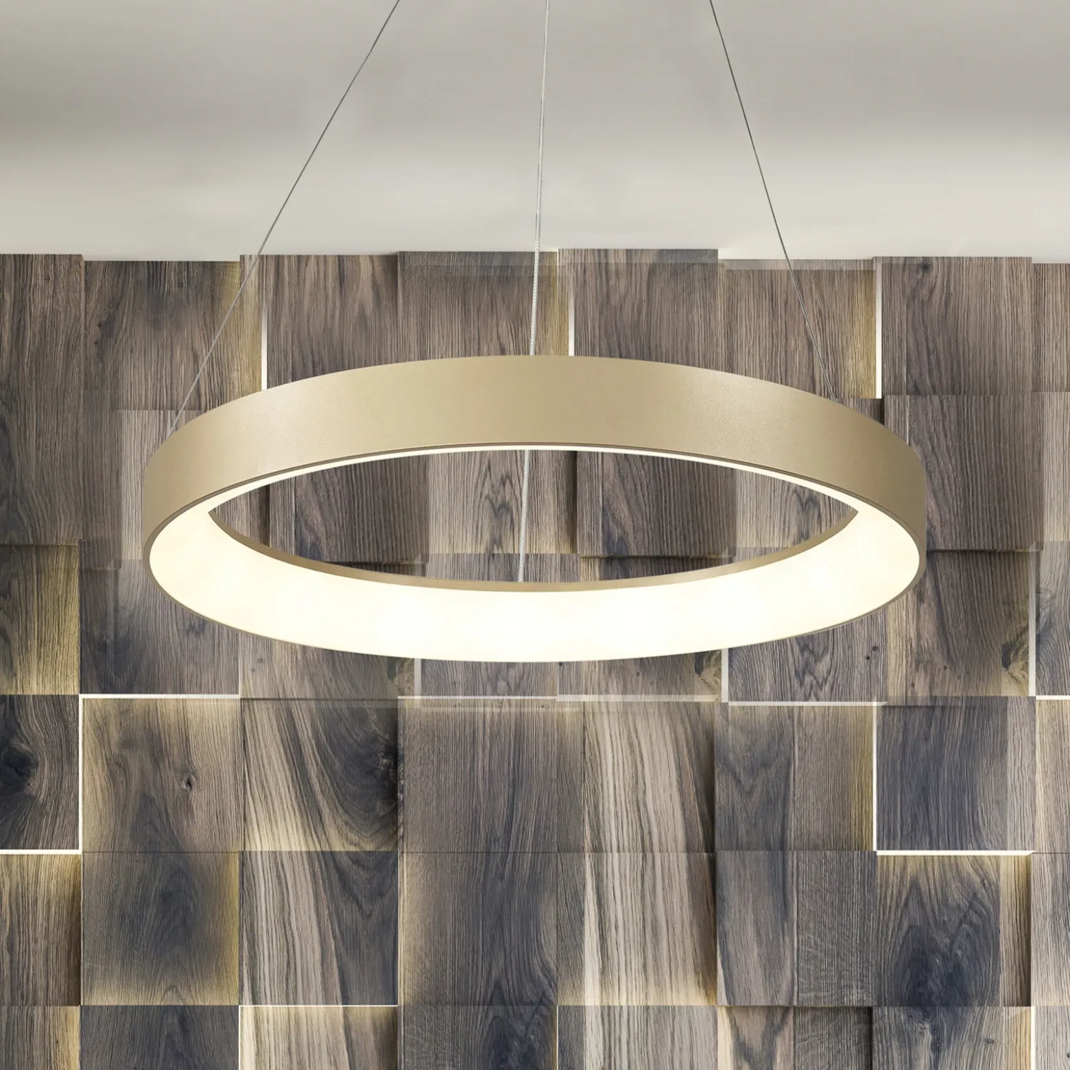 Lámpara colgante LED inteligente Niseko II, Ø 38 cm, color dorado, CCT