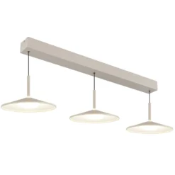 Lámpara colgante LED Lampone, color arena, longitud 95 cm, metal, 3 luces.