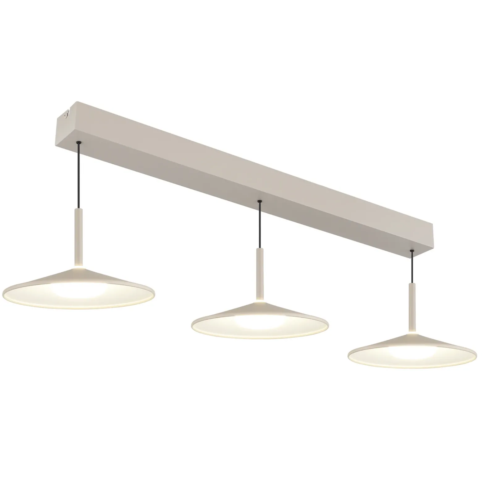 Lámpara colgante LED Lampone, color arena, longitud 95 cm, metal, 3 luces.